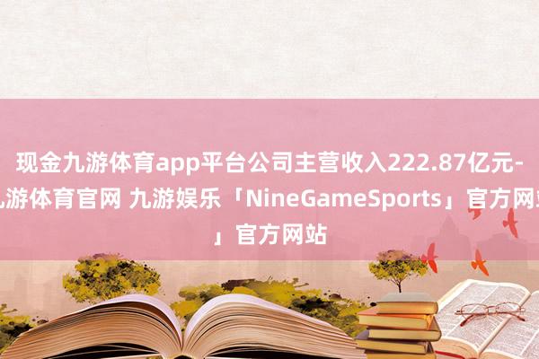 现金九游体育app平台公司主营收入222.87亿元-九游体育官网 九游娱乐「NineGameSports」官方网站